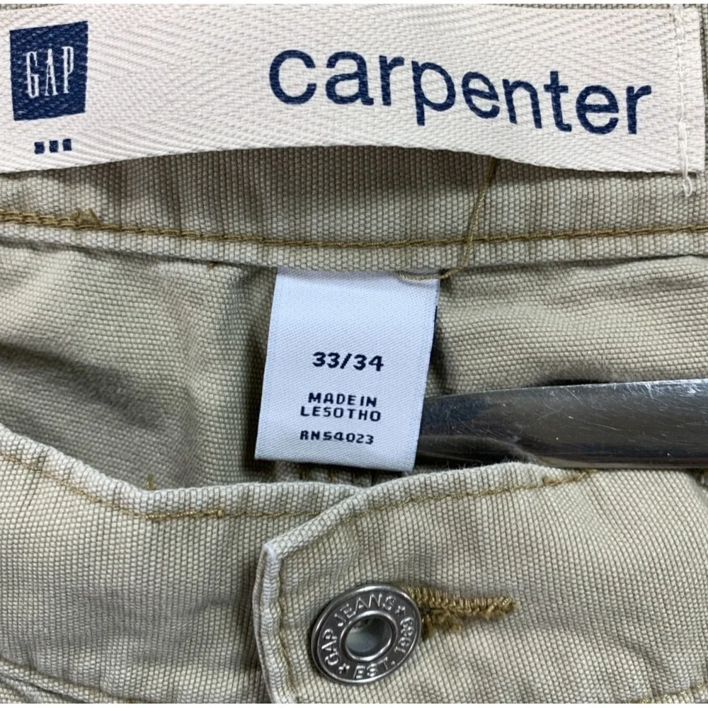 Vintage GAP Carpenter Pants Mens 32x32 Beige Utility Workwear Y2K Streetwear